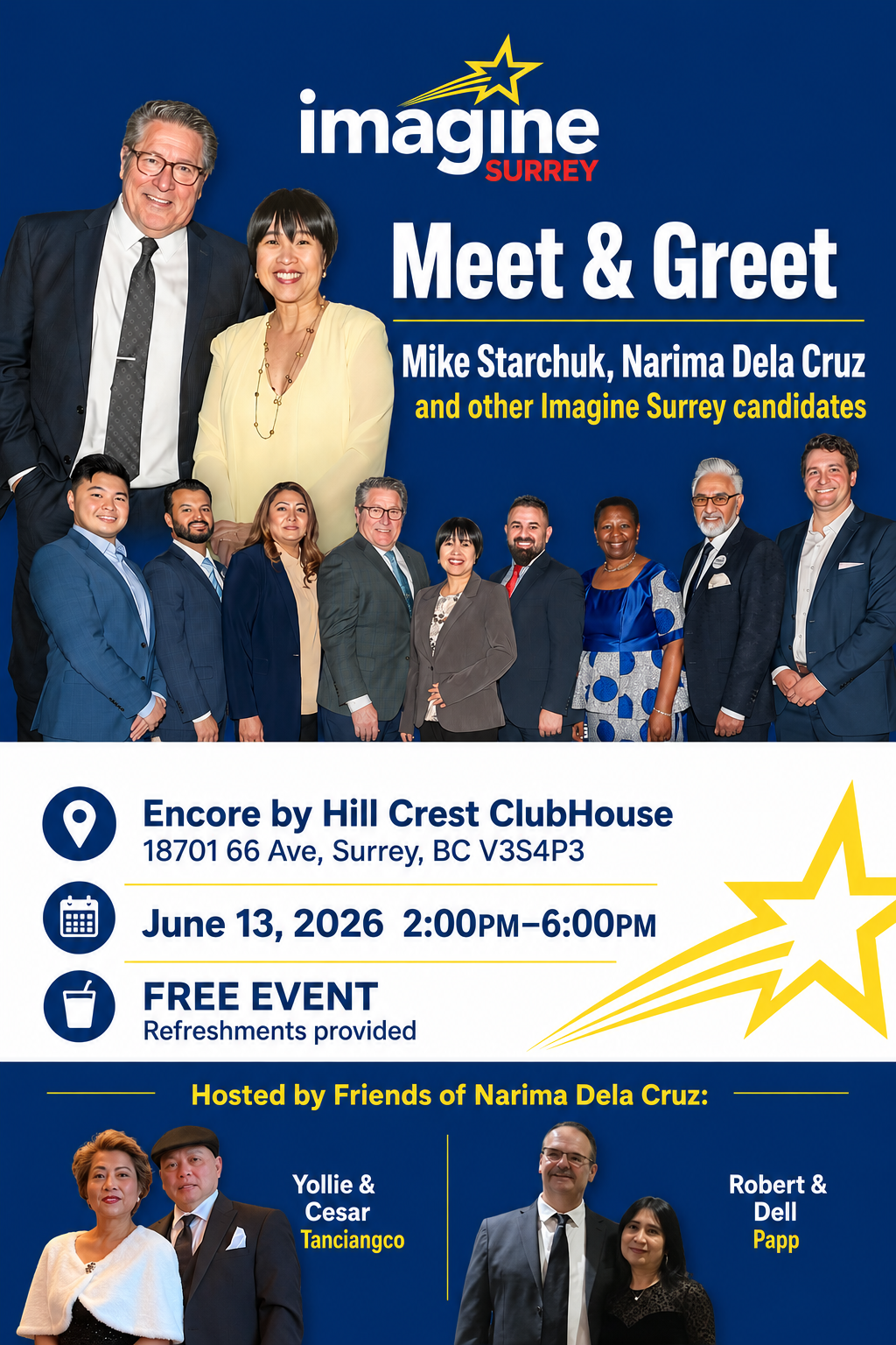Meet & Greet with Mike Starchuk, Narima Dela Cruz & other Imagine Surrey Candidates